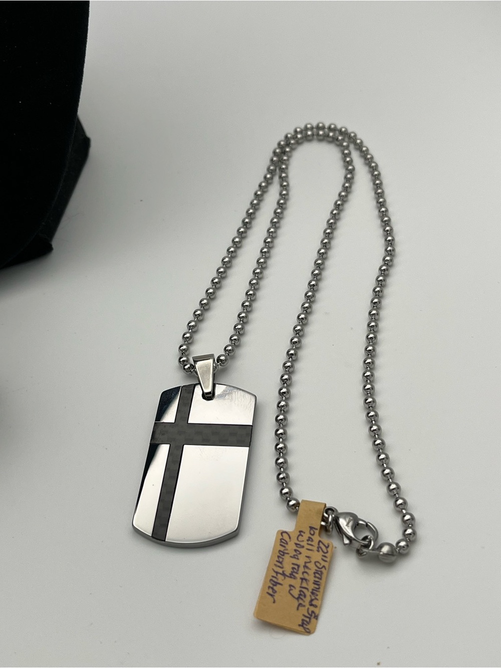 22”, Stainless Steel & Tungsten Carbide Dog Tag Necklace